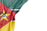 Fototapeta  - Flag of Mozambique in the corner on white background. 3D rendering. Isolated