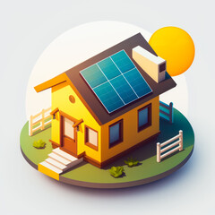 Poster - An image of house with solar panels. Generative AI.