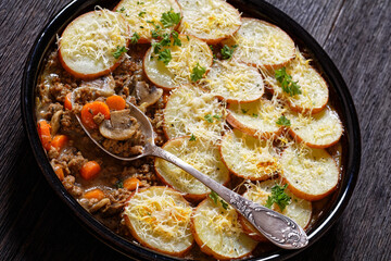 Poster - Ground Beef stew with mushrooms, carrots potatoes