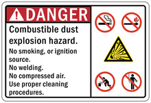 Explosive Material And Combustible Dust Hazard Sign And Labels