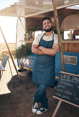 Wall Mural - Dream it and you can do it. Shot of a young businessman standing outside of his food truck.