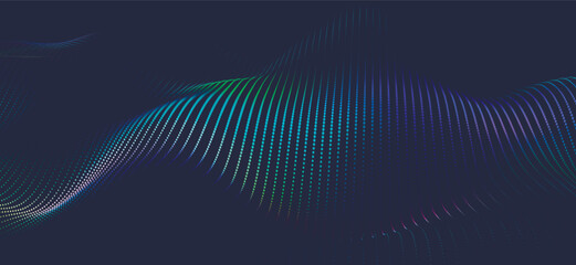 Wall Mural - Abstract digital wave of particles. Futuristic point wave. Technology background vector. 3D rendering.