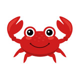 Fototapeta Tulipany - Cute crab cartoon on white background, vector illustration