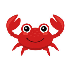 Cute crab cartoon on white background, vector illustration