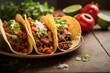 Tacos mexicain, viande et légumes, photographie culinaire, ia générative 4