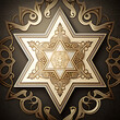 david star / jewish judaism gold star on brown dark golden background