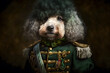 portrait of a dog wearing vintage clothes,  illustration, generative ai
