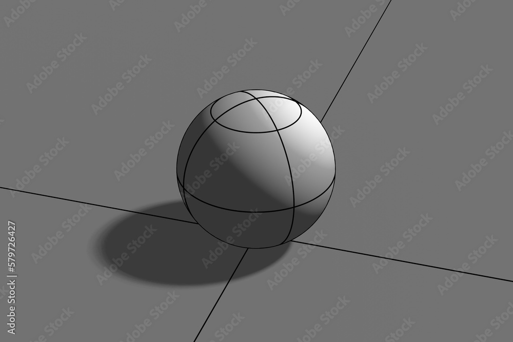 How to draw a sphere. 3d illustration. Sketch concept. Shading drawing ...