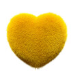 Yellow  heart Fur 3D element render, Typography fluffy style