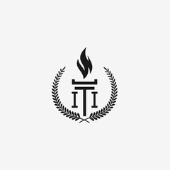 II initials law column logo vector torch icon