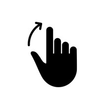  Hand Finger Swipe And Drag Up Silhouette Icon. Gesture Slide Up Glyph Pictogram. Pinch Screen, Rotate On Screen Icon. Isolated Vector Illustration