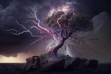 Wall Mural - Sweet Music From Nature: The Crackling Symphony of Lightning Strikes Generative AI