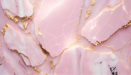 Pink and white marble with gold texture made with generative AI