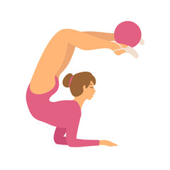 Canvas Print - Rhythmic gymnastics vector girl with ball