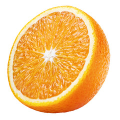 Wall Mural - Half of orange citrus fruit isolated on white transparent background. Full depth of field.