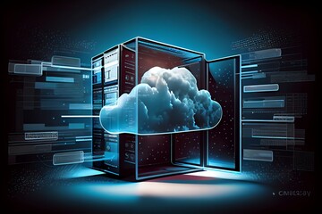 Wall Mural - cloud computing technology concept background, digital illustration. generative ai