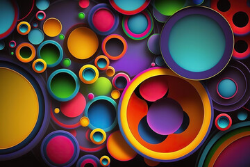 Wall Mural - Abstract background with many colorful circles, abstract colorful circles in different sizes. Generative AI