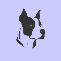 Wall Mural - Dog head design vector on purple background. Dog animal icon vector illustration.