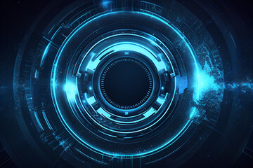 Circle blue abstract futuristic technology background technology design template, generative AI