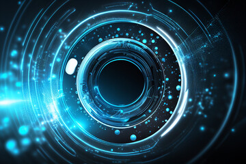 Wall Mural - Circle blue abstract futuristic technology background technology design template, generative AI