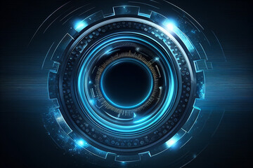 Wall Mural - Circle blue abstract futuristic technology background technology design template, generative AI