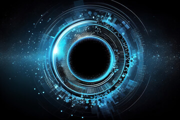Wall Mural - Circle blue abstract futuristic technology background technology design template, generative AI