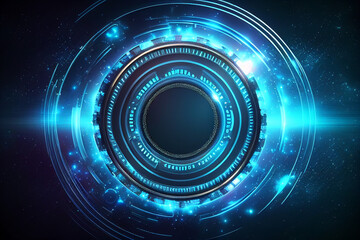 Wall Mural - Circle blue abstract futuristic technology background technology design template, generative AI