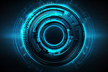 Wall Mural - Circle blue abstract futuristic technology background technology design template, generative AI