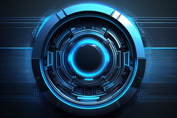 Wall Mural - Circle blue abstract futuristic technology background technology design template, generative AI