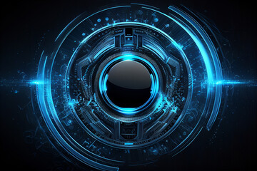 Wall Mural - Circle blue abstract futuristic technology background technology design template, generative AI