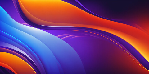 Wall Mural - Orange blue purple abstract banner vibrant color flow Generative AI