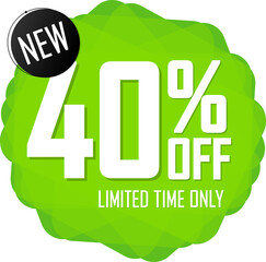 Sale 40% off, discount bubble banner. PNG illustration