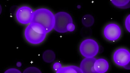Wall Mural - Loop star bubbles particles floating black abstract background.