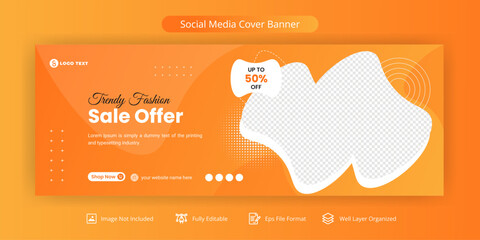 Wall Mural - Trendy Fashion Sale Social Media Facebook Cover Banner Template