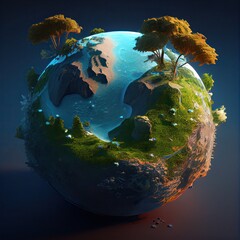 Poster - Earth crystal glass globe ball and growing tree. Saving environment, save clean planet, ecology concept. Card for World Earth Day. Generative Ai.