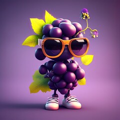 Wall Mural - a bunch of grapes with a background Generative Ai