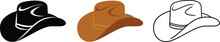 Cowboy Hat Icon Color Vector Illustration. Bailey Hat Silhouette Sign Design, Emblem Isolated On White Background