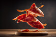 Spanish jamon or Jamon Iberico. Jamon serrano Spanish ham. Spanish eat and spanish pork meat. Ai Generative Illustration.