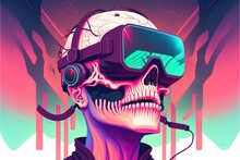 Skull Man In Virtual Glasses Ai Generate