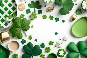 Top view photo of st patricks day decorations made with Generative AI