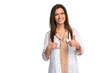 © opolja - Smiling medical doctor woman with stethoscope. Isolated over transparent background.