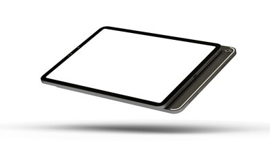 Poster - Black tablet computer with blank screen, isolated on white background