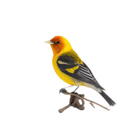 Wall Mural - A Tanager bird sitting on a branch, png, generative ai, vertical, horizontal, transparent background, Thraupidae