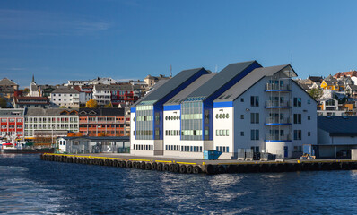 Wall Mural - Kristiansund port, coastal Norwegian town view