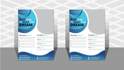 Corporate business flyer template design with blue color. marketing, business proposal, promotion, advertise, publication, cover page. new digital marketing flyer.. vector template in A4  Size.