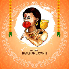 Wall Mural - Beautiful Happy Hanuman Jayanti Indian mythological festival card