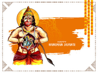 Wall Mural - Beautiful Happy Hanuman Jayanti Indian mythological festival card