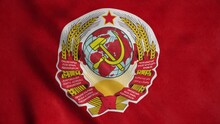 Flag Of The Soviet Union Or USSR Flag Blowing In The Wind. Communist Flag