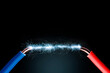 Electric cord with electricity sparkle of power