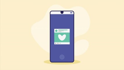 Poster - smartphone device with heart animation